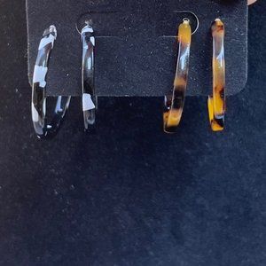 Set of Two Tortoiseshell Cuff Hoop Earrings or Bundle 3/$30
